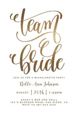 Team Bride - Invitación Para Despedida De Soltera